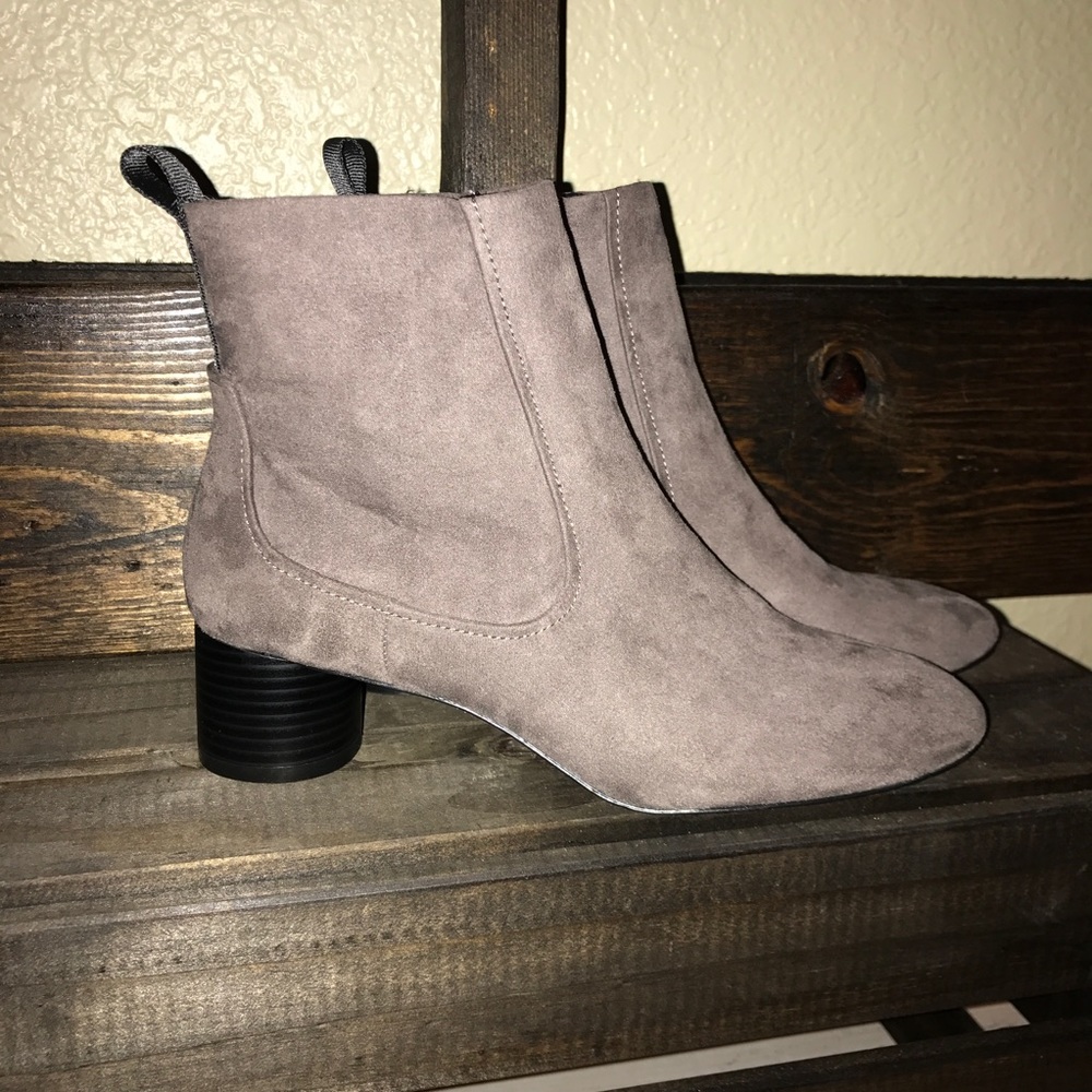 Zara Grey Faux Suede Booties NWT!